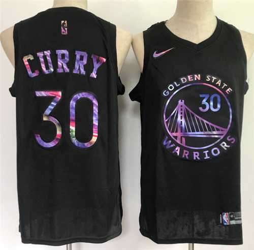Mens Golden State Warriors #30 Stephen Curry Black Stitched Jersey